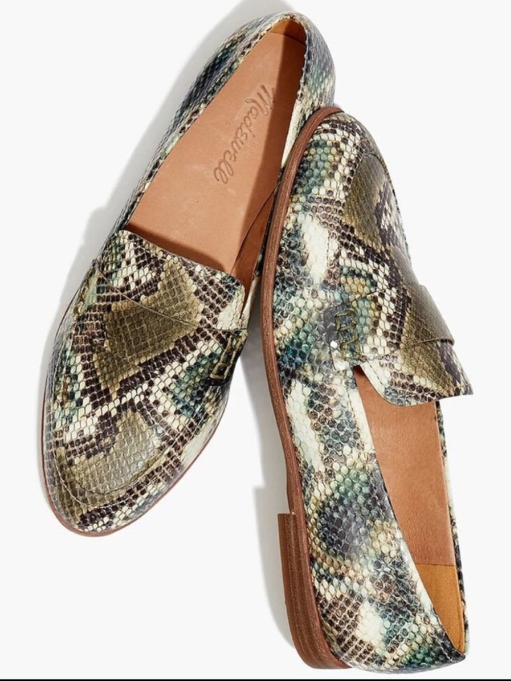 NEW Madewell The Alex Loafer in Snake Embossed Leather